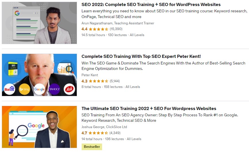 udemy seo Kurse